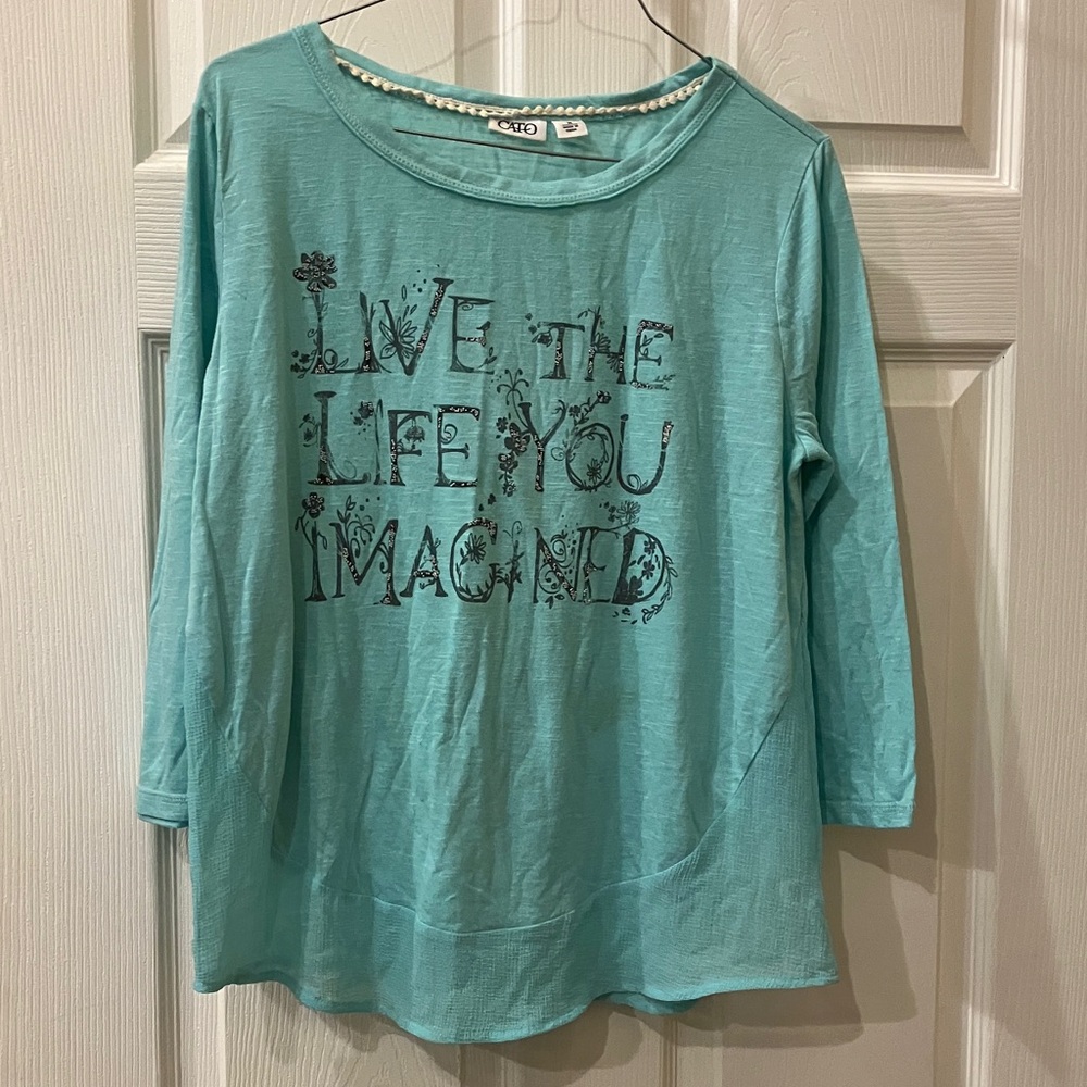 Cato Turquoise Graphic Long-Sleeve Tee